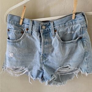 Levi's Light Blue Ripped Jean Shorts